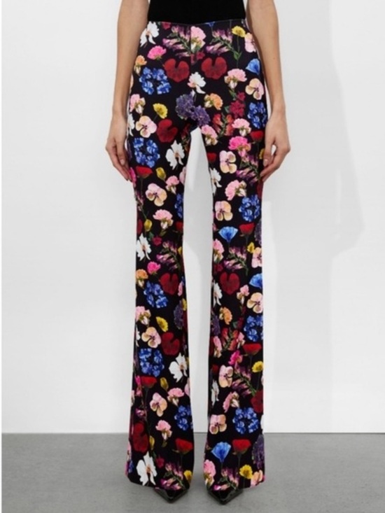 Alice + Olivia Pants - Alice + Olivia Black Floral Bootcut Pants Botanical Black